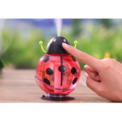 Umidificador de ar ultrassônico - difusor de óleos essenciais - formato joaninha - USB - LED - 260 ml
