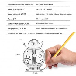 Umidificador de ar ultrassônico - difusor de óleos essenciais - formato joaninha - USB - LED - 260 ml