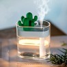 Umidificador de ar ultrassônico transparente - difusor de óleos essenciais - cacto - LED - USB - 160 ml
