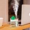 Umidificador de ar ultrassônico transparente - difusor de óleos essenciais - cacto - LED - USB - 160 ml