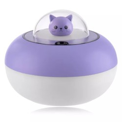Umidificador de ar ultrassônico - difusor de óleos essenciais - cabeça de gato - LED - USB - 300ml