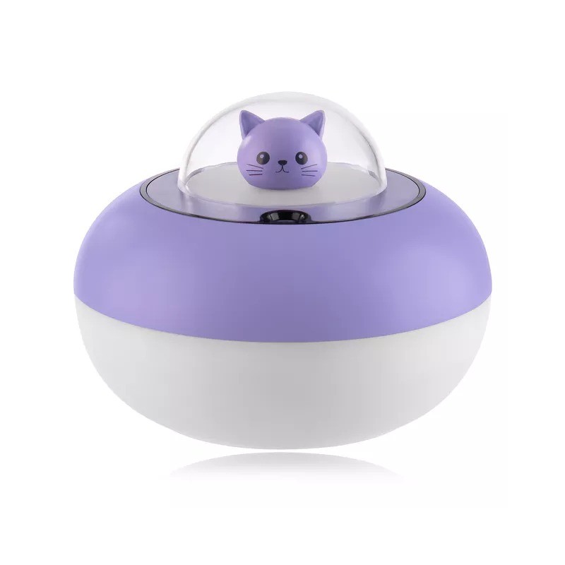 Umidificador de ar ultrassônico - difusor de óleos essenciais - cabeça de gato - LED - USB - 300ml