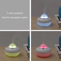 Umidificador de ar ultrassônico - difusor de óleos essenciais - cabeça de gato - LED - USB - 300ml