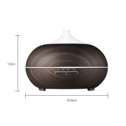 Umidificador de ar ultrassônico - difusor de óleos essenciais - LED - controle remoto - grão de madeira - 500 ml