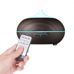 Umidificador de ar ultrassônico - difusor de óleos essenciais - LED - controle remoto - grão de madeira - 500 ml