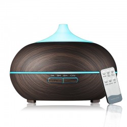 Umidificador de ar ultrassônico - difusor de óleos essenciais - LED - controle remoto - grão de madeira - 500 ml