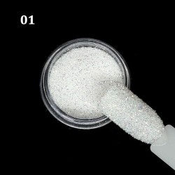 Brilho de unha brilhante - flocos de brilho branco - pó de areia