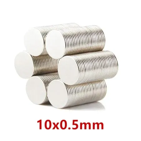 N35 - ímã de neodímio - disco forte - 10 mm * 0,5 mm - 100 peças