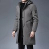 Jaqueta longa de inverno com capuz - zíper - botões