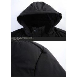Jaqueta longa de inverno com capuz - zíper - botões