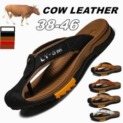 Classic men's sandals - flip flops - genuine cow leatherSandals
