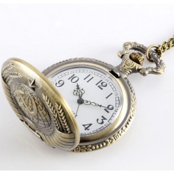 Relógio de bolso de quartzo vintage - estilo russo - com corrente