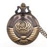 Relógio de bolso de quartzo vintage - estilo russo - com corrente