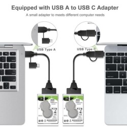 SATA para USB 3.0 / 2.0 / tipo C - cabo - adaptador - HDD SSD externo de 2,5 polegadas