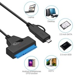 SATA para USB 3.0 / 2.0 / tipo C - cabo - adaptador - HDD SSD externo de 2,5 polegadas
