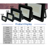 Holofote LED - refletor externo - ultra fino - à prova d'água - 220V / 110V - 10W - 20W - 30W - 50W - 100W