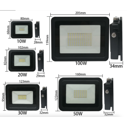 Holofote LED - refletor externo - ultra fino - à prova d'água - 220V / 110V - 10W - 20W - 30W - 50W - 100W