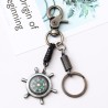 Vintage bronze keychain - rudder wheel / compassKeyrings
