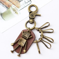 Vintage bronze keychain - robot - lobster claspKeyrings