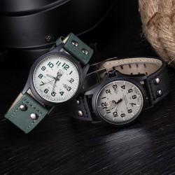 Relógio de quartzo militar moderno - pulseira de couro - unissex