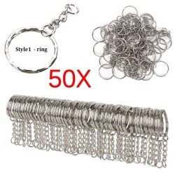 Chaveiro metal prateado - em branco - com corrente 55mm - 50 peças