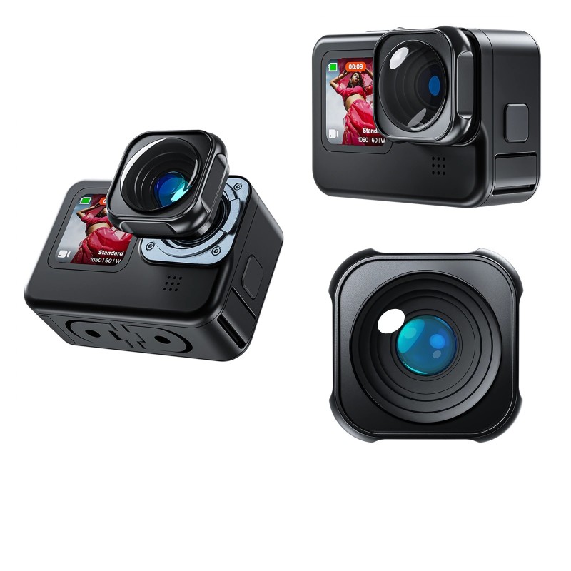 Lente de liga de alumínio - lente ultra larga de 155 graus - à prova d'água - para GoPro Hero 9 10 11 Black
