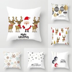 Capa de almofada decorativa de Natal - Feliz Natal - Feliz Ano Novo - 45cm * 45cm