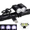 Lâmpada dianteira dupla para bicicleta - à prova d'água - USB - 8000LM - 2 X T6 LED