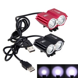 Lâmpada dianteira dupla para bicicleta - à prova d'água - USB - 8000LM - 2 X T6 LED