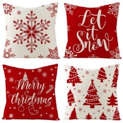 Capa de almofada decorativa de Natal - vermelho com estampado - 60 * 60 cm