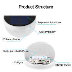 Lâmpada de parede de jardim movida a energia solar - à prova d'água - 6 LED