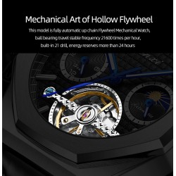 CHENXI - relógio mecânico com turbilhão - luminoso - à prova d'água - pulseira de couro