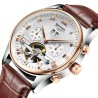 KINYUED - relógio com turbilhão mecânico - design de esqueleto - pulseira de couro