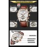 KINYUED - relógio com turbilhão mecânico - design de esqueleto - pulseira de couro