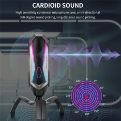 YANMAI T1 Mecha - microfone condensador para jogos - cardióide - RGB - USB