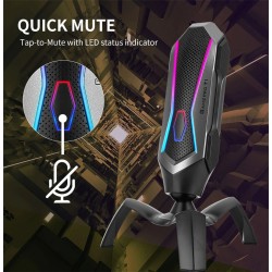 YANMAI T1 Mecha - microfone condensador para jogos - cardióide - RGB - USB