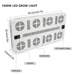 Luz LED para cultivo de plantas - espectro completo - 300W - 1600W