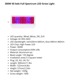 Luz LED para cultivo de plantas - espectro completo - 300W - 1600W