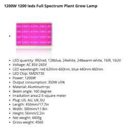 Luz LED para cultivo de plantas - espectro completo - 300W - 1600W