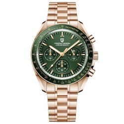 PAGANI DESIGN - relógio de quartzo em aço inoxidável - à prova d'água - ouro / verde