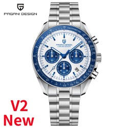 PAGANI DESIGN - relógio de quartzo em aço inoxidável - à prova d'água - prateado / branco