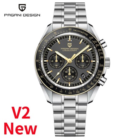 PAGANI DESIGN - relógio de quartzo em aço inoxidável - à prova d'água - prata / ouro
