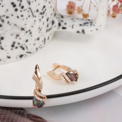 Brincos luxuosos de ouro rosa - zircônias / cristais coloridos
