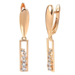 Brincos longos elegantes - ouro rosa / cristais