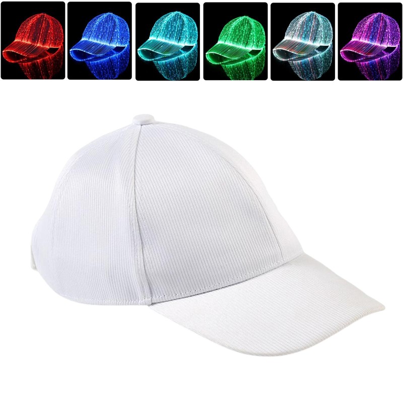 Baseball cap - fiber optic - LED - USB - whiteHats & Caps