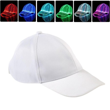Boné de beisebol - fibra óptica - LED - USB - branco
