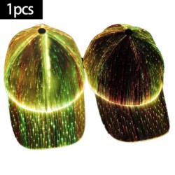 Boné de beisebol - fibra óptica - 7 cores LED - USB - preto