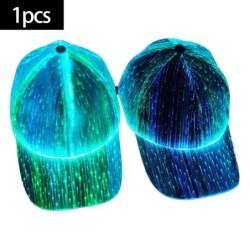 Boné de beisebol - fibra óptica - 7 cores LED - USB - preto