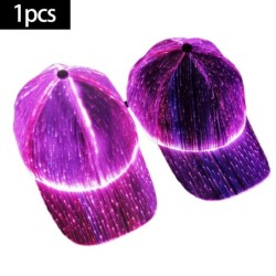 Boné de beisebol - fibra óptica - 7 cores LED - USB - preto