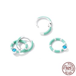 Brincos de argola dupla turquesa - prata de lei 925